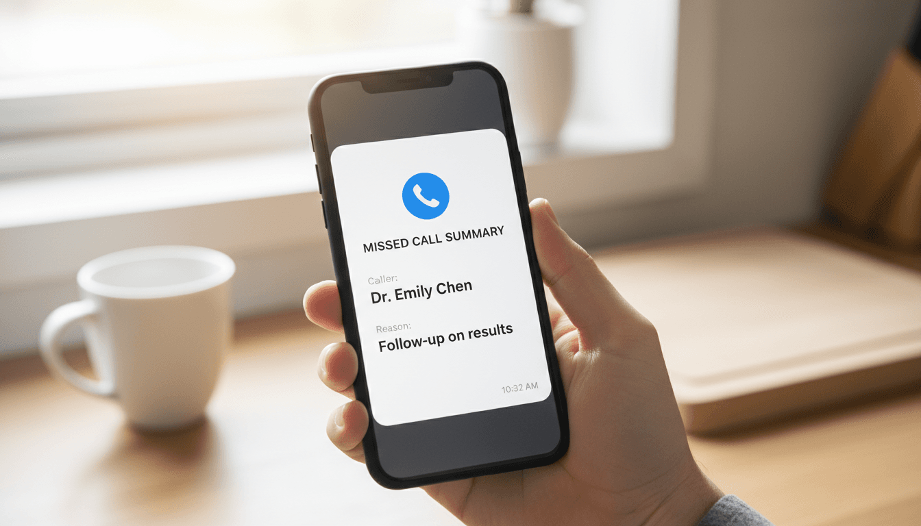 Smartphone showing a call summary notification